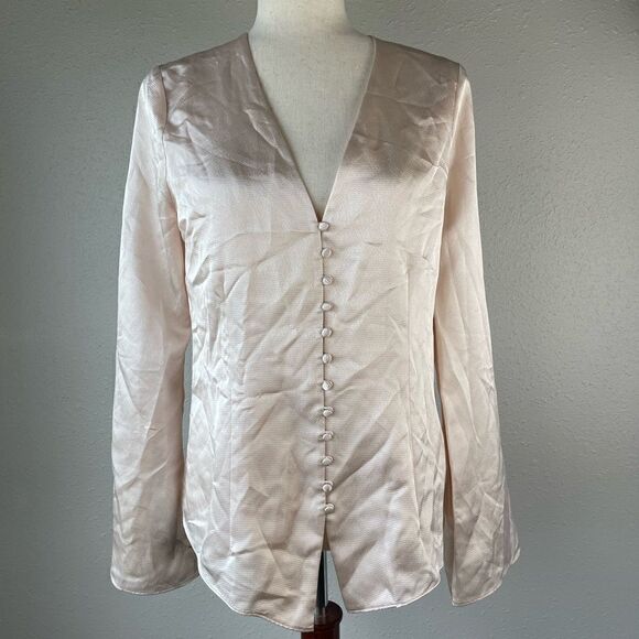 NWT Josie Natori Shimmer Button Down Top Size S - Picture 1 of 7